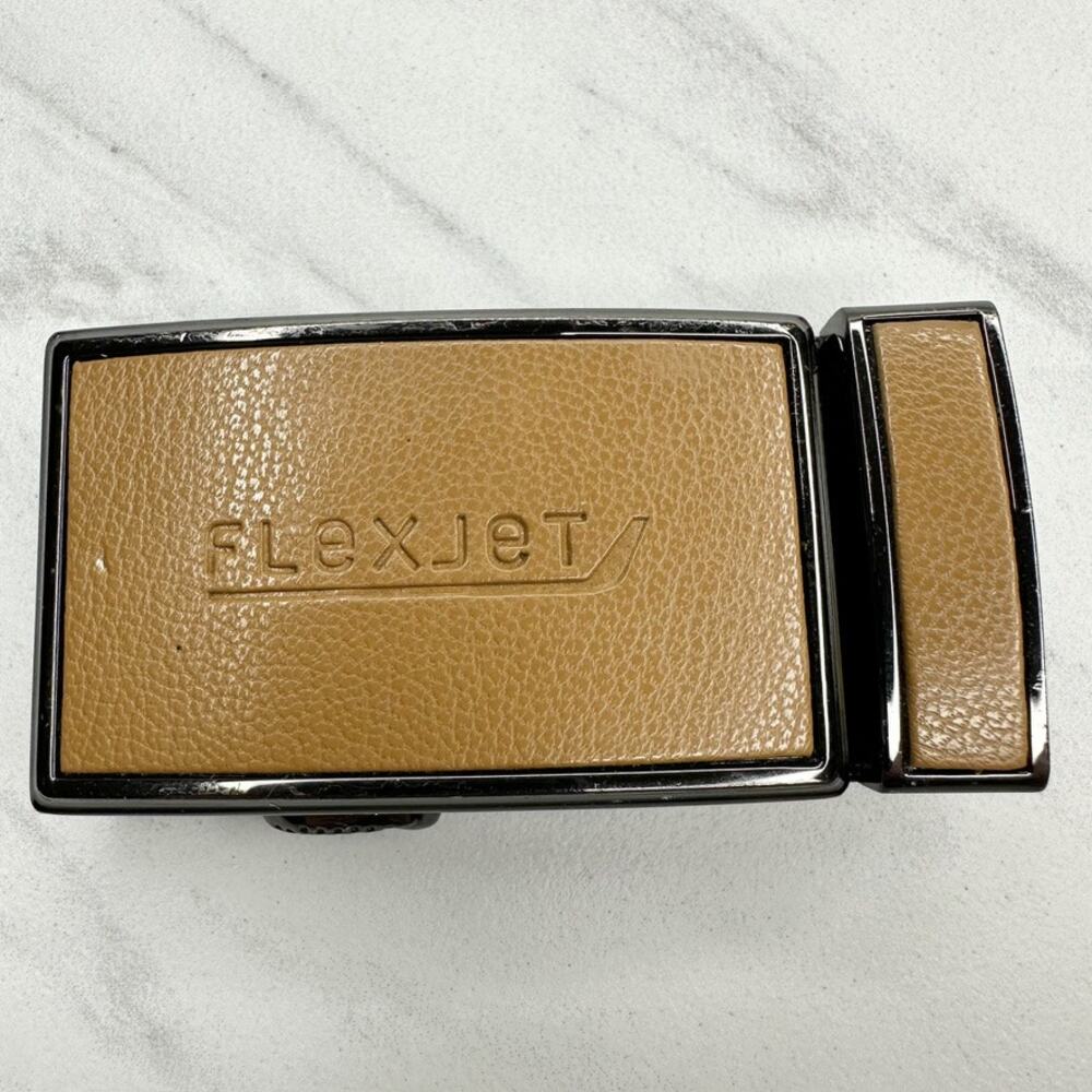 Flexjet Private Aviation Leather Inlay Ratchet Belt Buckle Gunmetal ✨